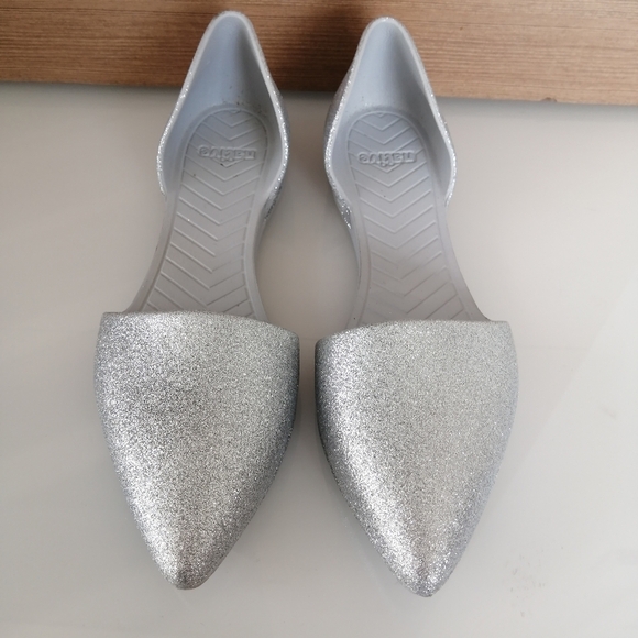 Native Audrey Bling D'Orsay Silver Glitter Sparkle Slip On Flats 8 - Picture 3 of 16